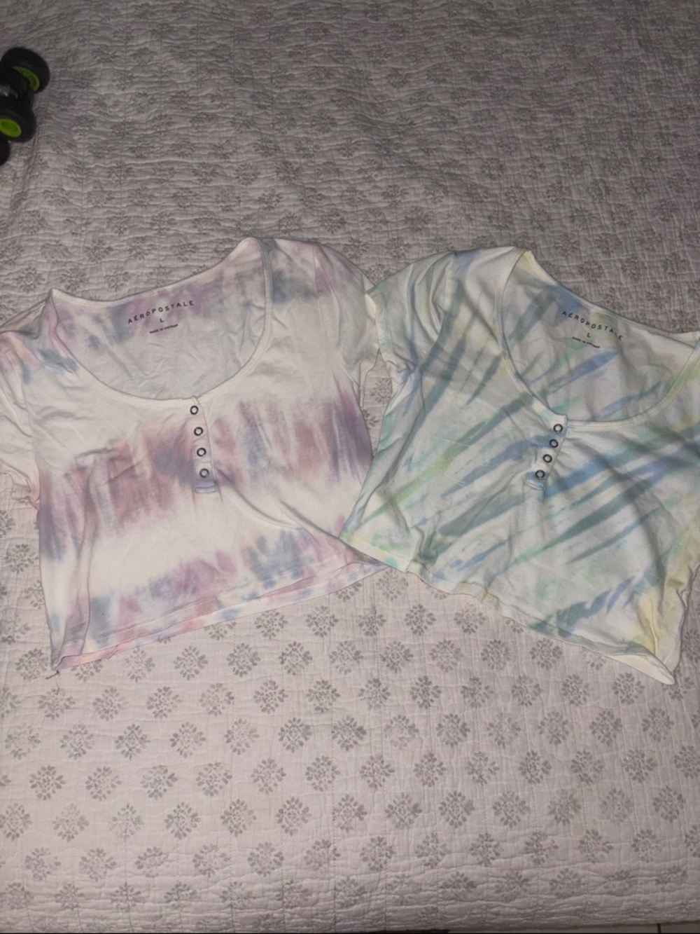 Aeropostale Tie-Dye Crop Top Duo - Pastel Pink & Pastel Blue